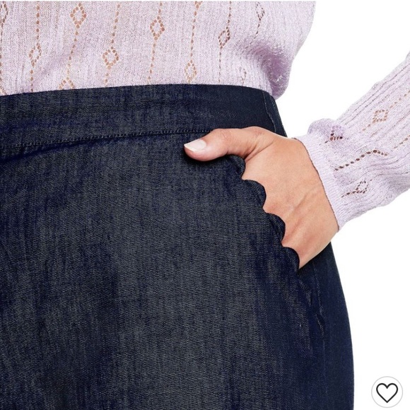 NEW Wide Leg Scallop Edge Pocket Cropped Pants Kika Vargas x Target Indigo - 0 - Picture 2 of 6